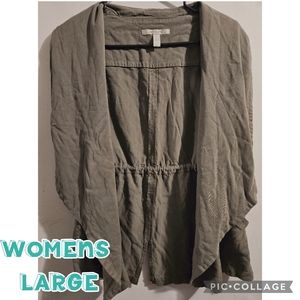 Francescas Miami Collection Army Green Utility Vest Sleeveless Light Women Large